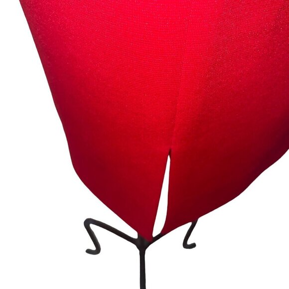 Vintage Womens Dress Size Medium Red Knit Shift Long Sleeve Zip Pockets - Picture 7 of 8